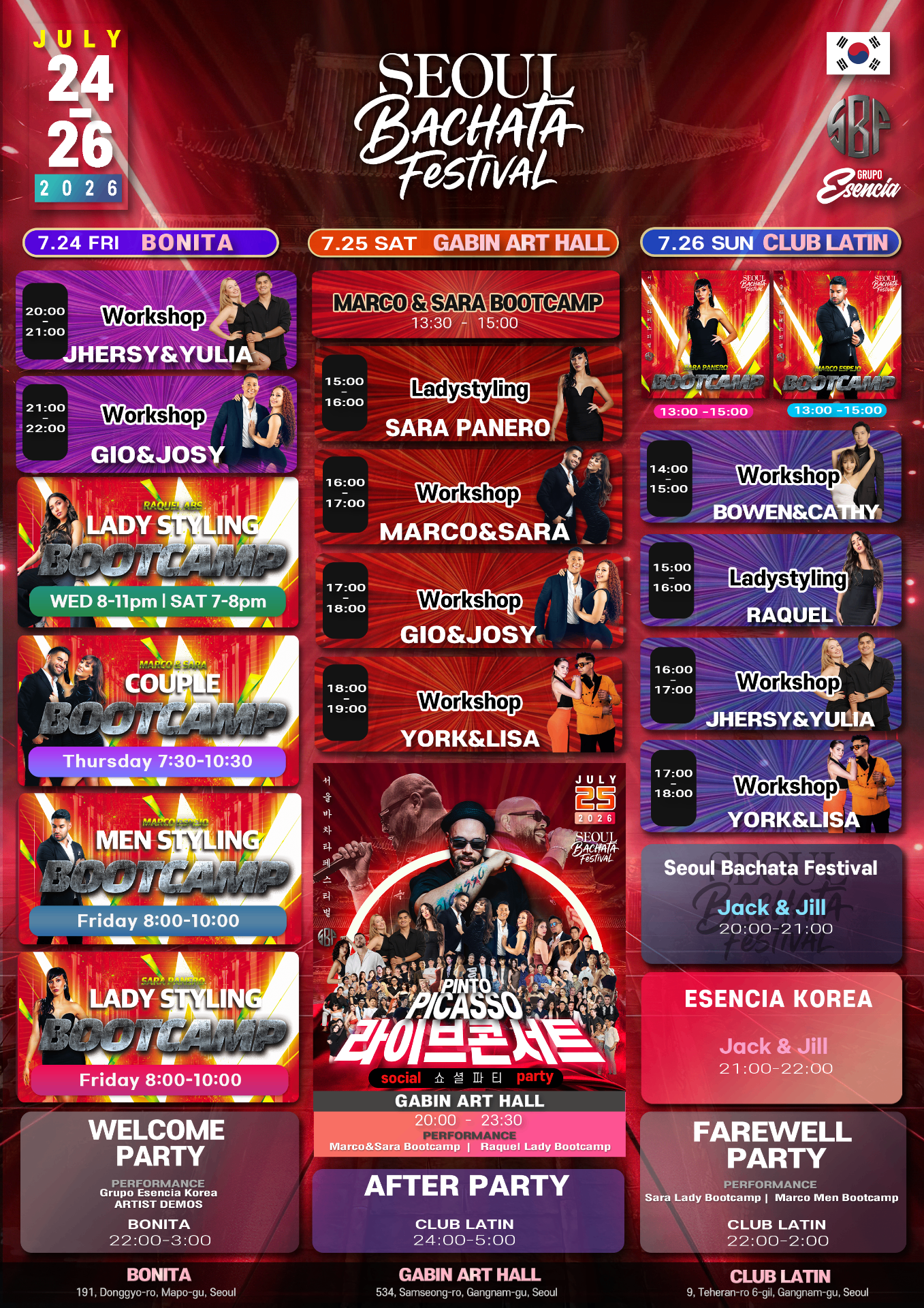 Seoul Bachata Festival full timetable poster