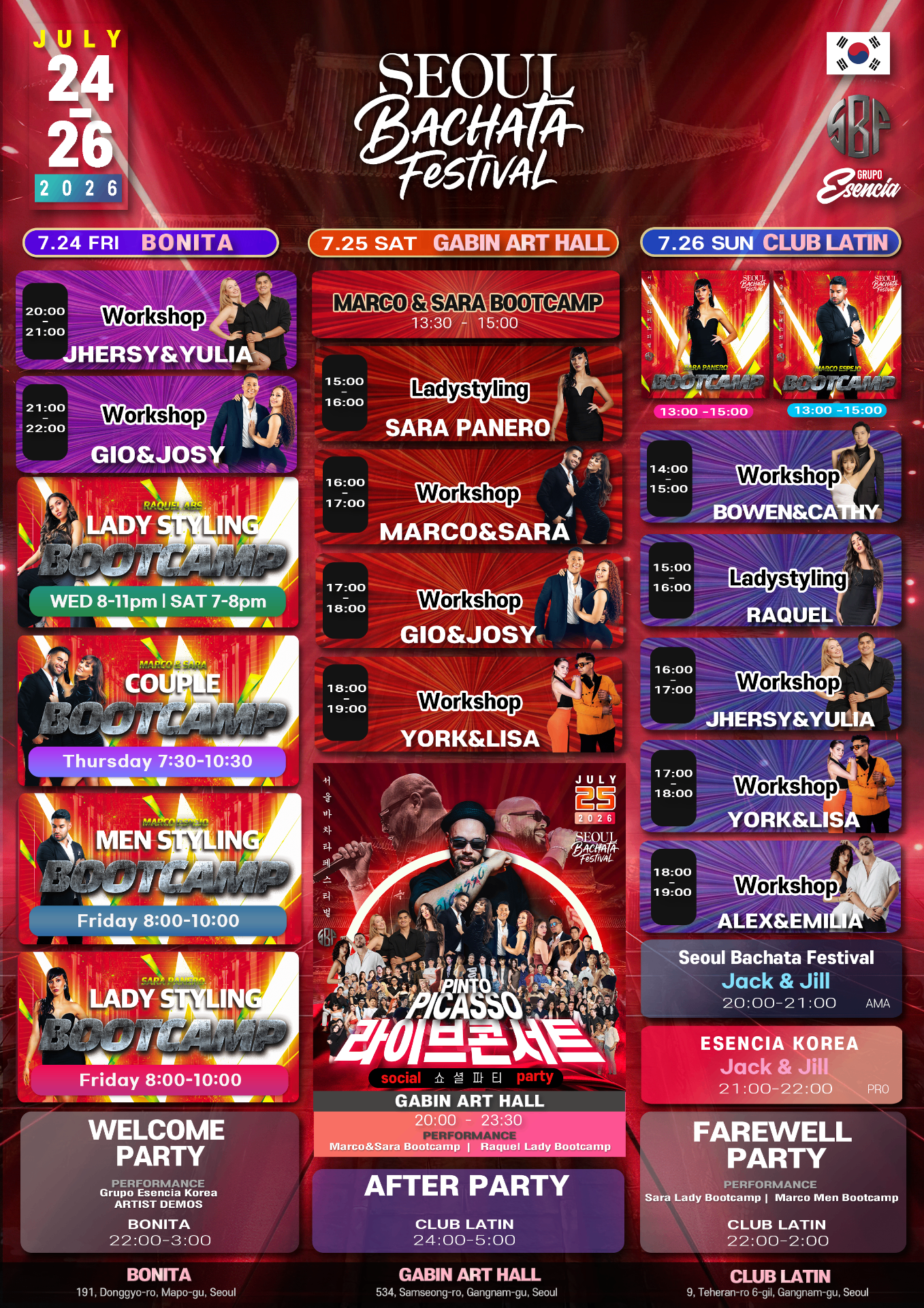Seoul Bachata Festival full timetable poster